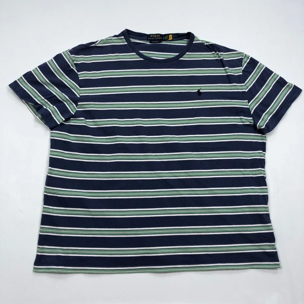 Polo Ralph Lauren Mens XL Classic Fit Striped T-Shirt Navy Nautical
